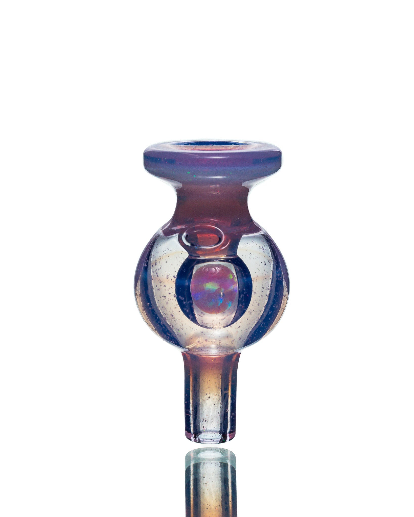 Soup Glass - "Frosty Pink" Crushed Opal Bubble Cap