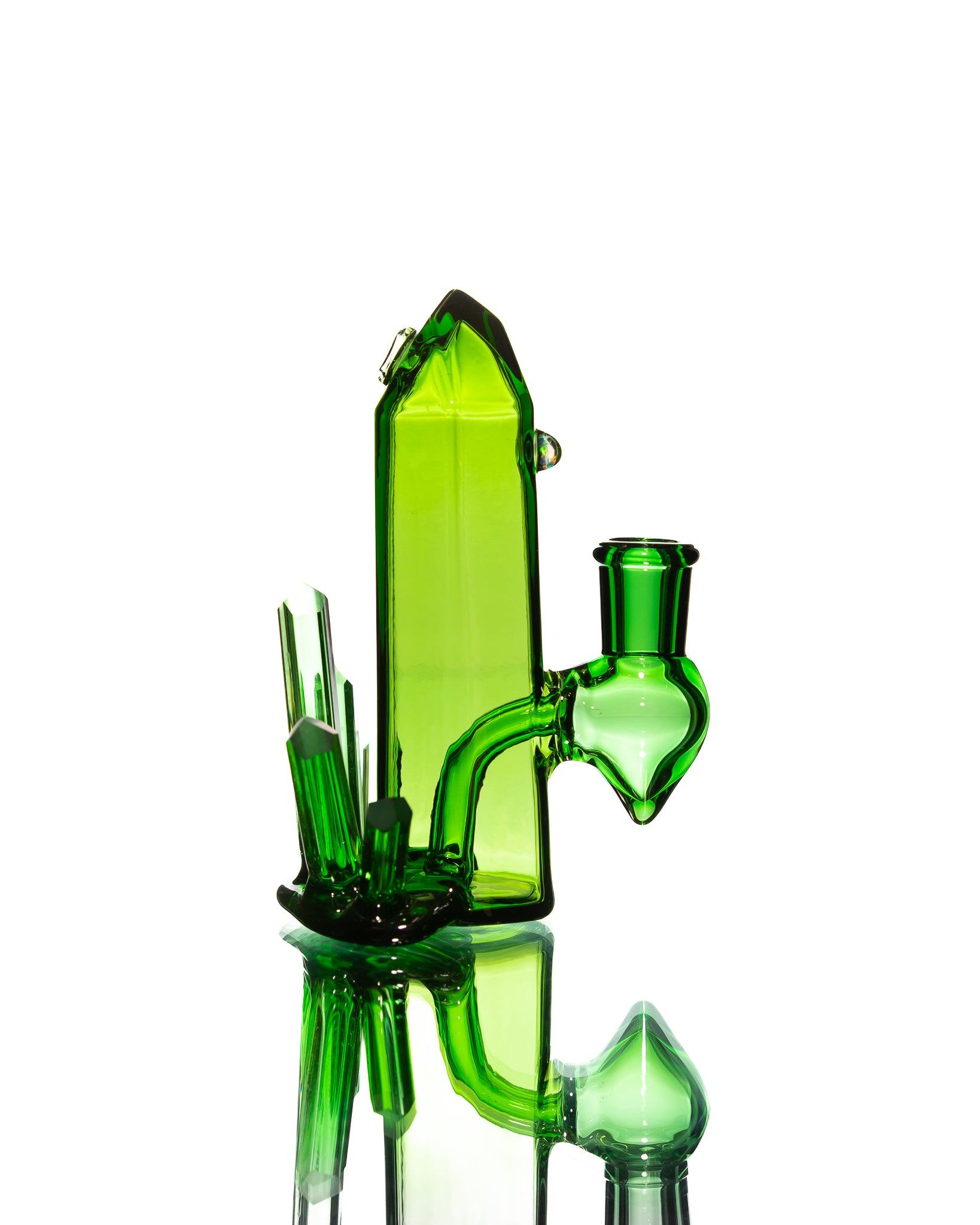 Digger Glass - Green Short Crystal Bubbler