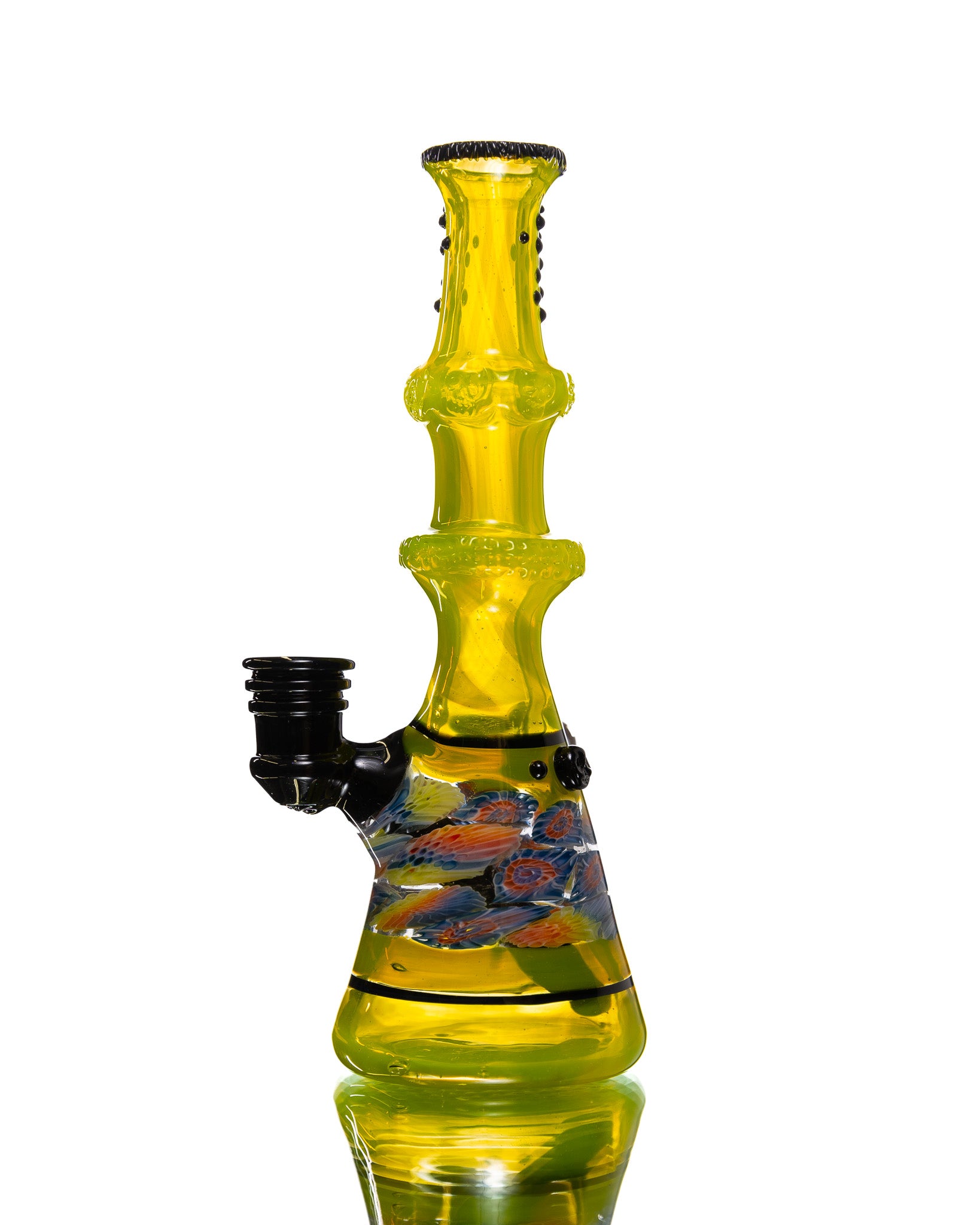 Hensley Glass - Poison Bottle Jammer - Yellow, Rainbow & Black