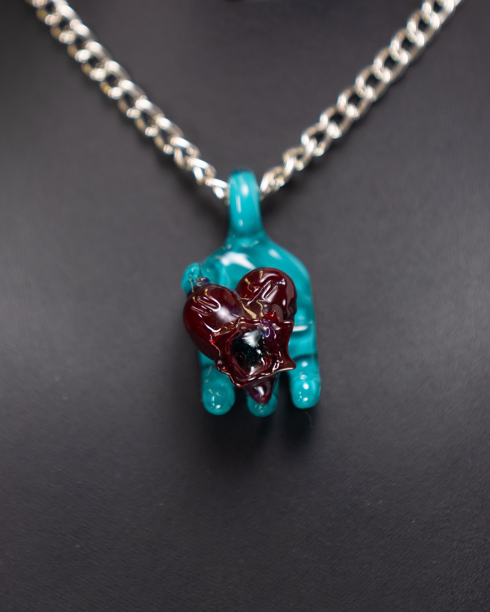 Exploded Heart in Hand Pendant
