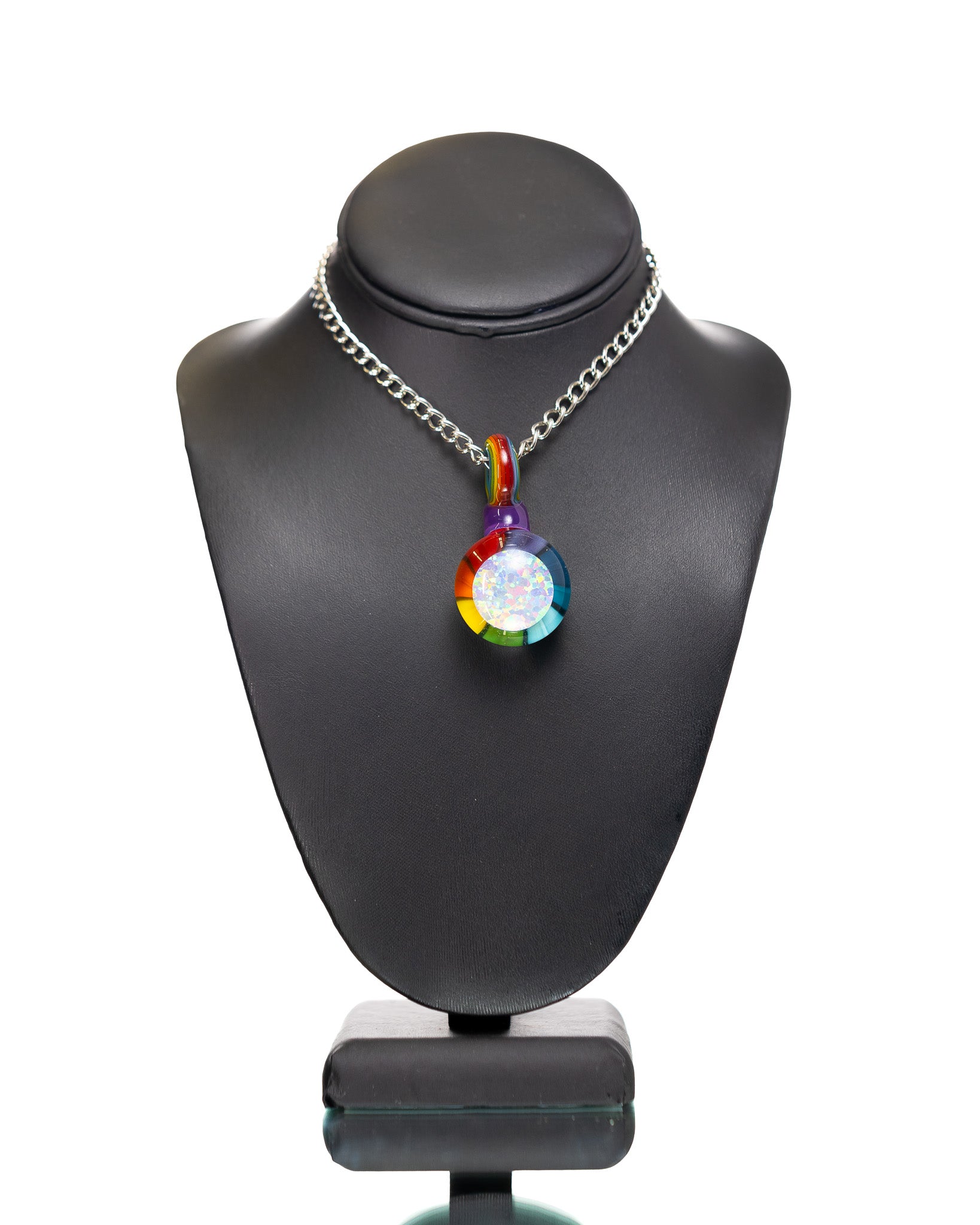 Rainbow Crushed Opal Pendant
