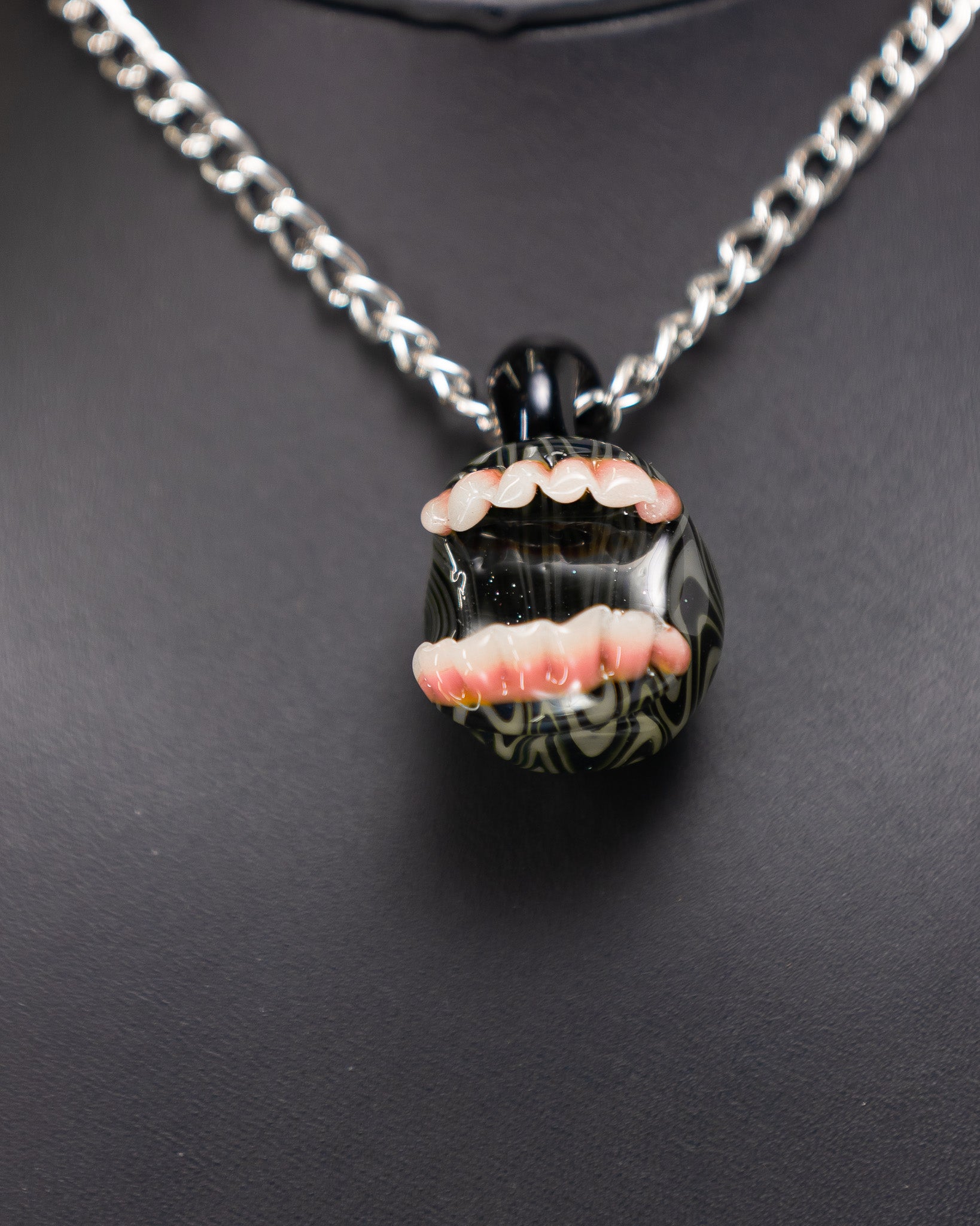 Dawg House Glass - Jaw Pendant - Black & White