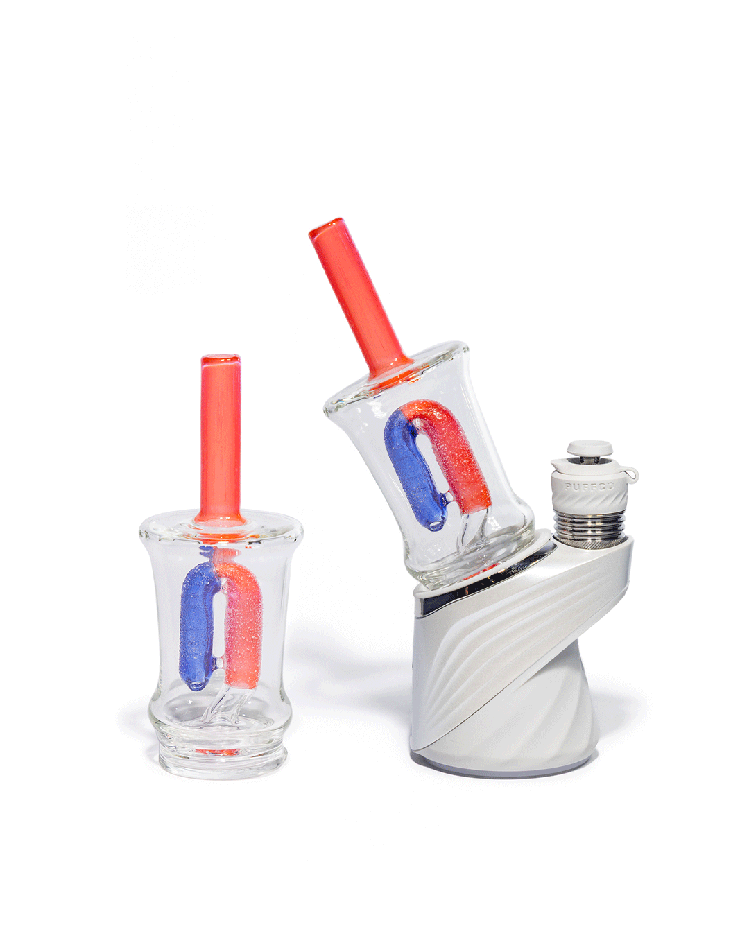 Emperial Glass - Sour Worm Cup Puffco Attachment - Cad Red & Cobalt Blue