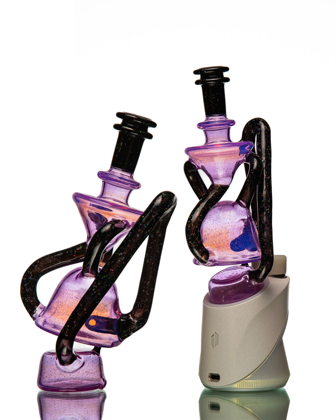 ManChild Glass - Puffco Duel Floater - Purple Lilac & Jet Black (Crushed Opal)
