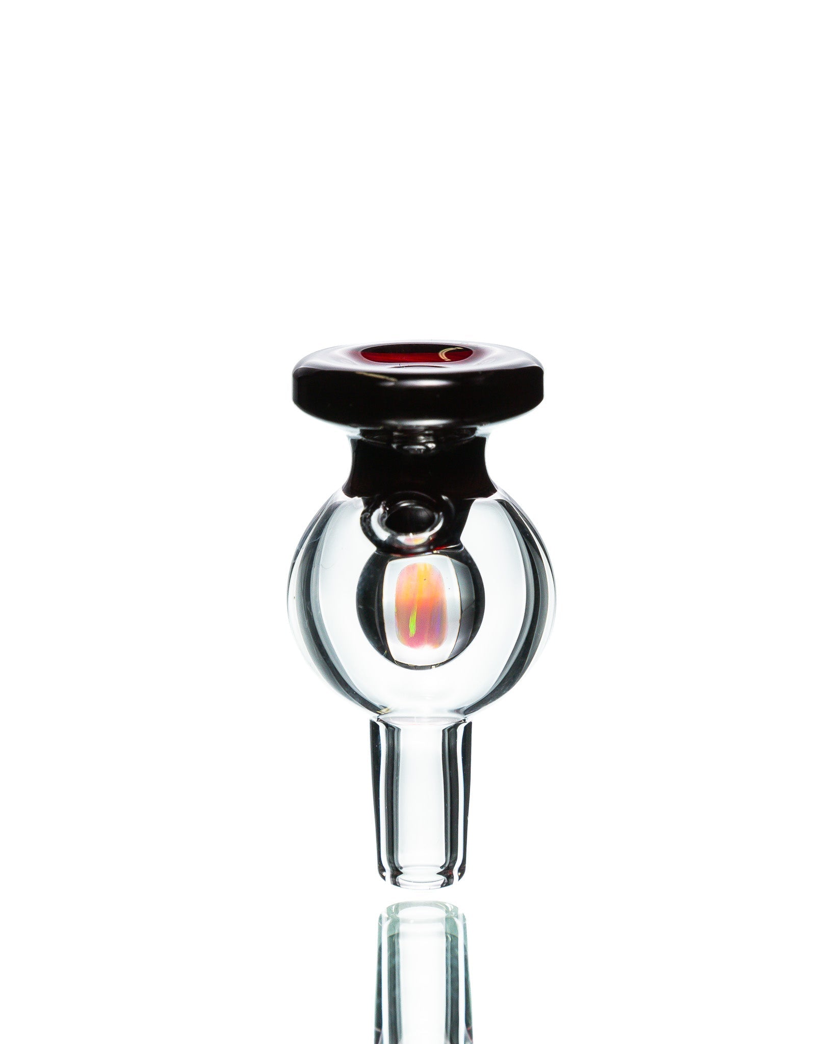 Soup Glass - Dark Red/Clear Bubble Cap