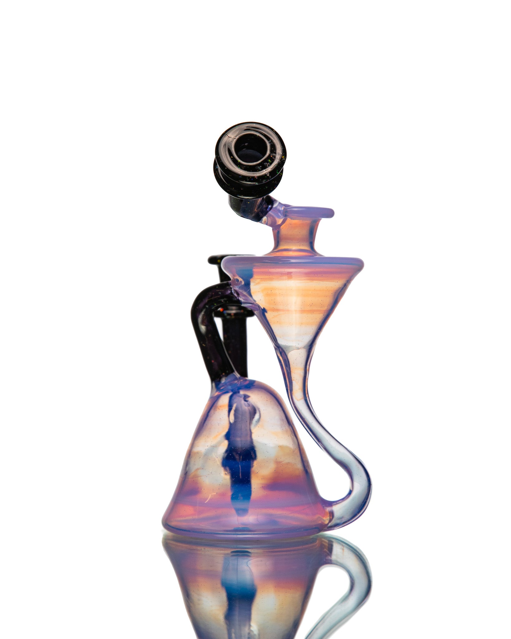 ManChild Glass - Side Saddle Recycler - Lucid & Jet Black (Crushed Opal)