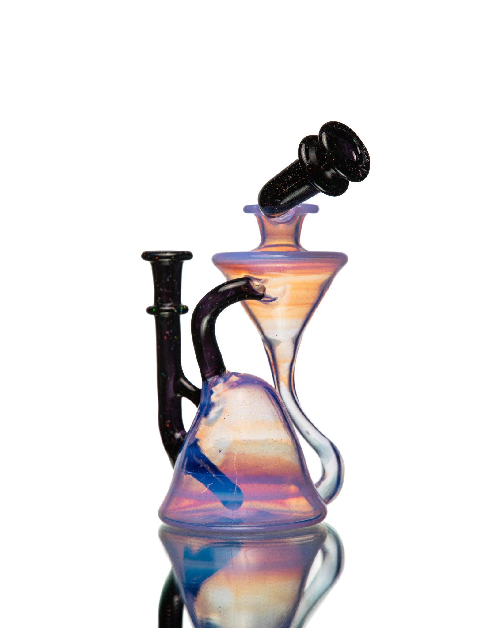 ManChild Glass - Side Saddle Recycler - Lucid & Jet Black (Crushed Opal)