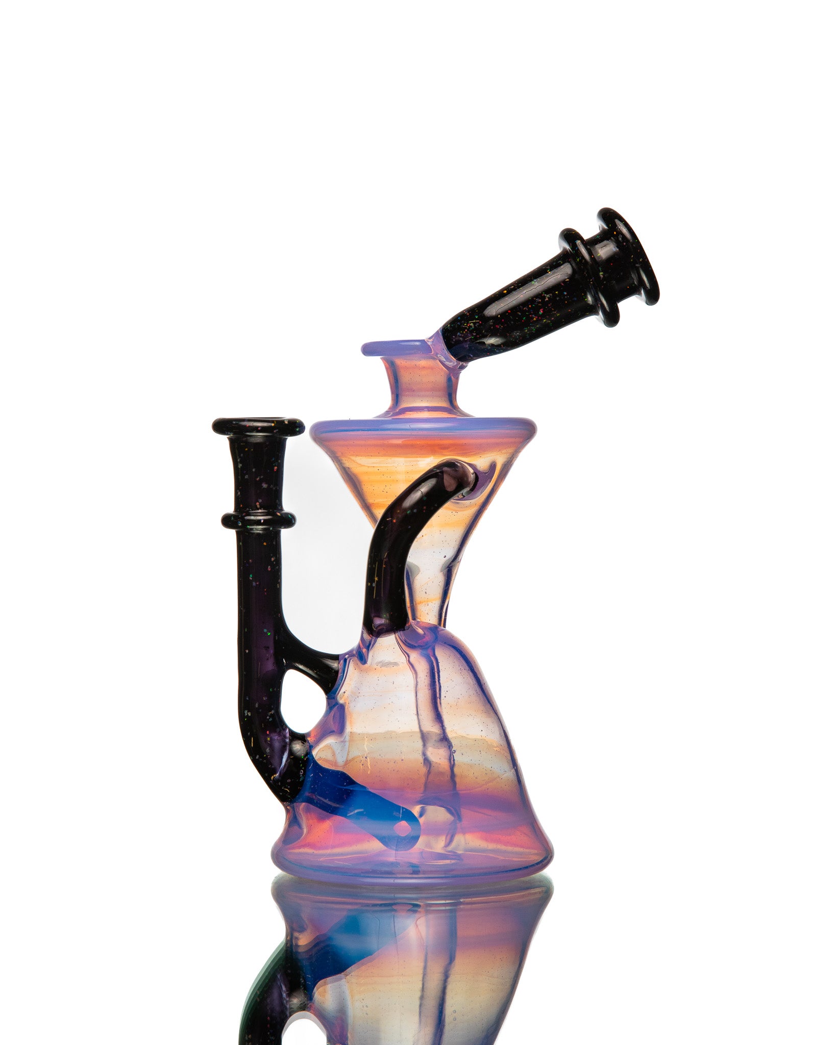 ManChild Glass - Side Saddle Recycler - Lucid & Jet Black (Crushed Opal)