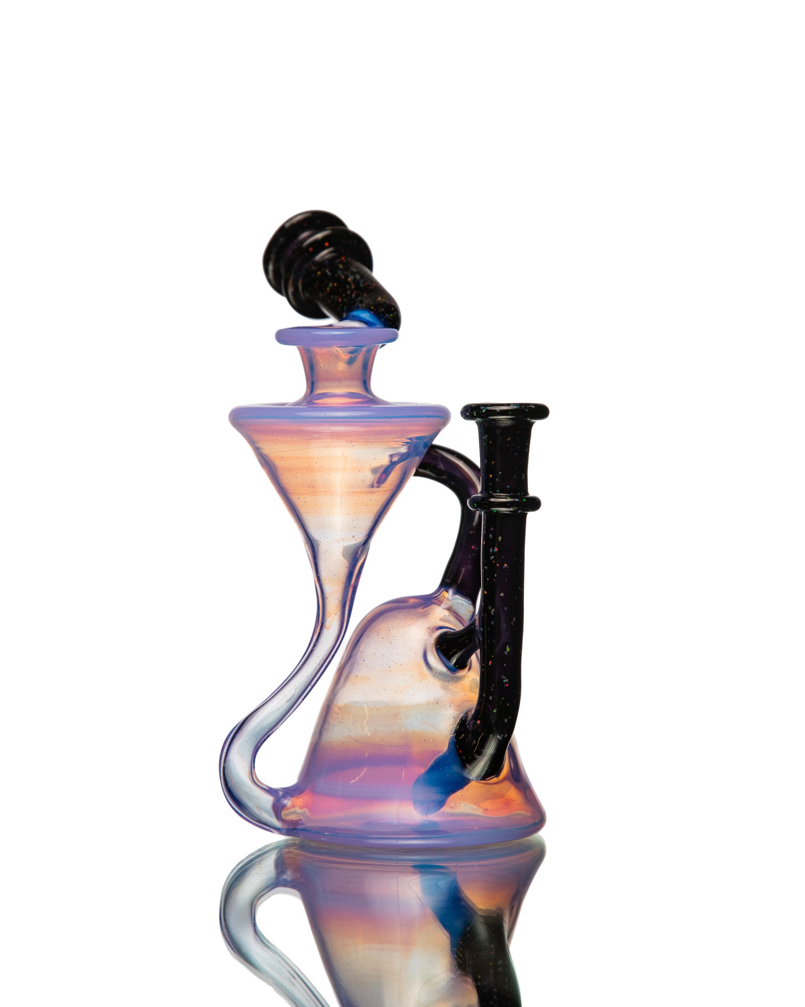 ManChild Glass - Side Saddle Recycler - Lucid & Jet Black (Crushed Opal)