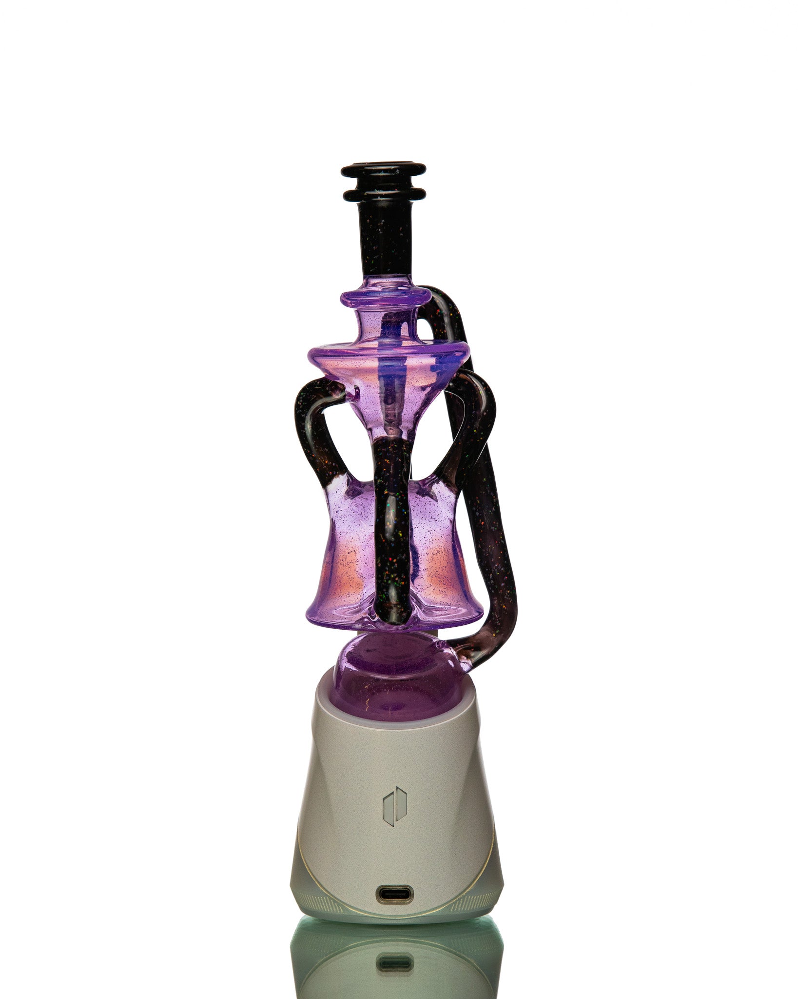 ManChild Glass - Puffco Duel Floater - Purple Lilac & Jet Black (Crushed Opal)