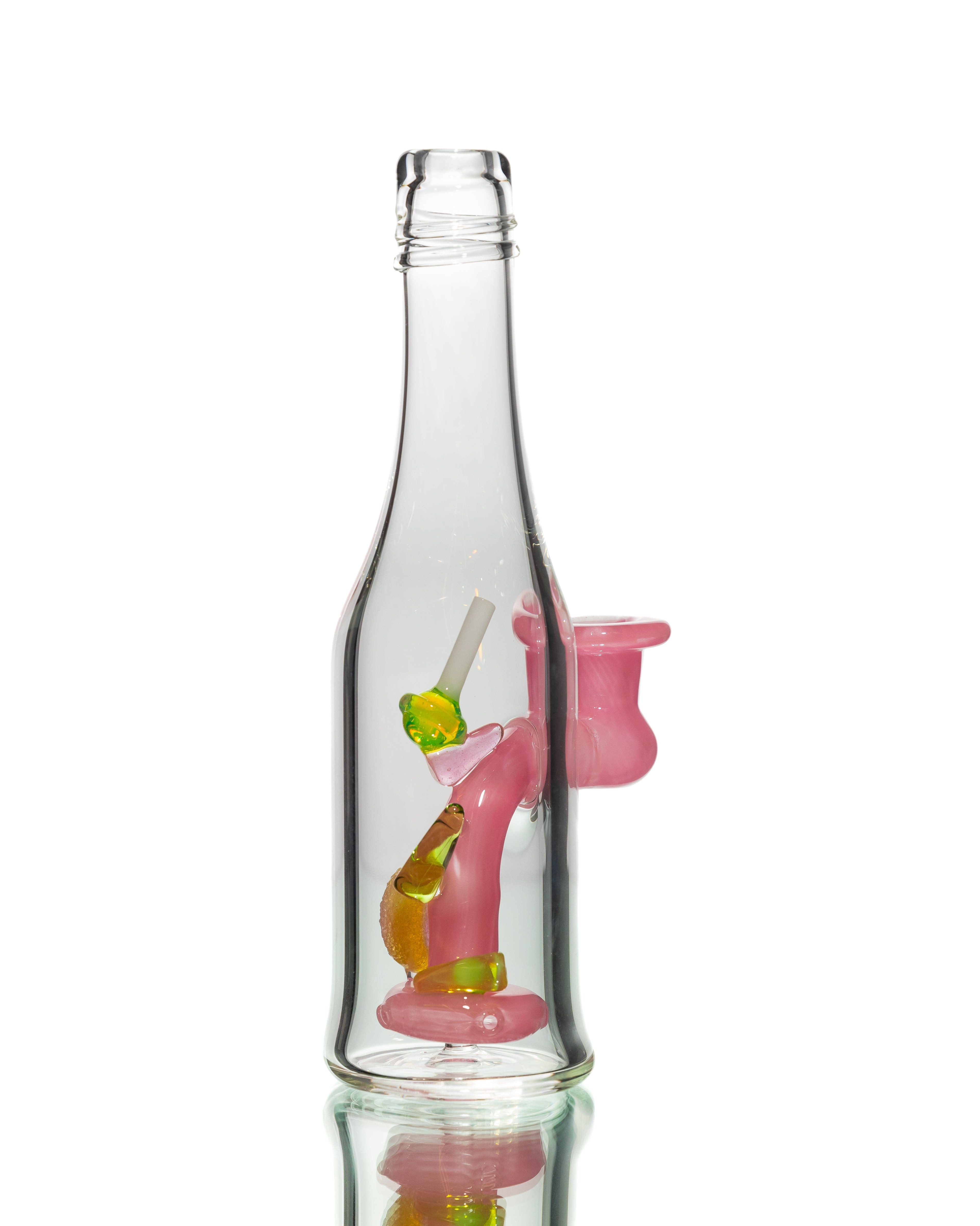 Emperial Glass - Pink and Slyme Watermelon & Lollipop Bottle Rig