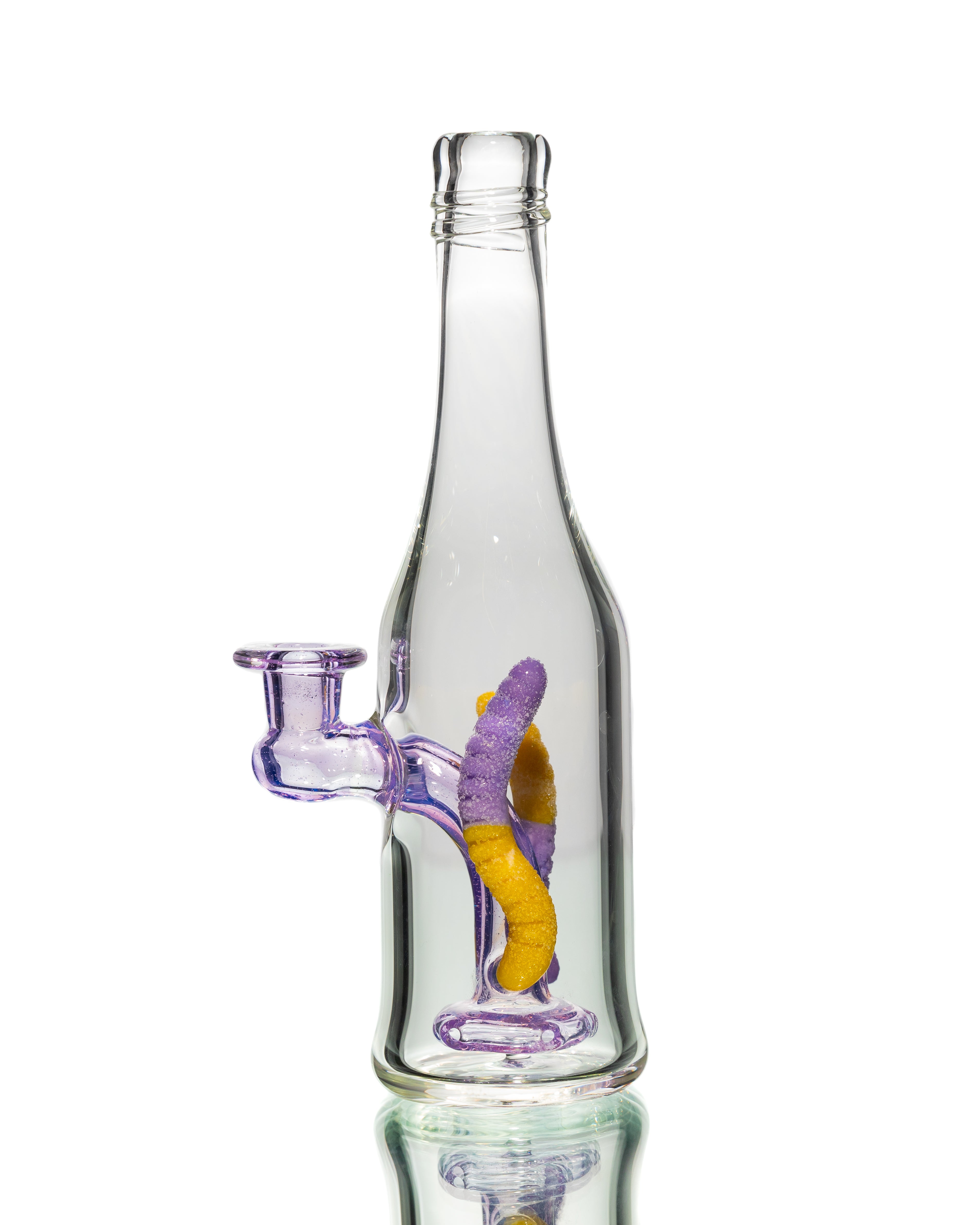 Emperial Glass - Sour Worm Bottle Jammer -  Purple Lollipop & Lemon Drop