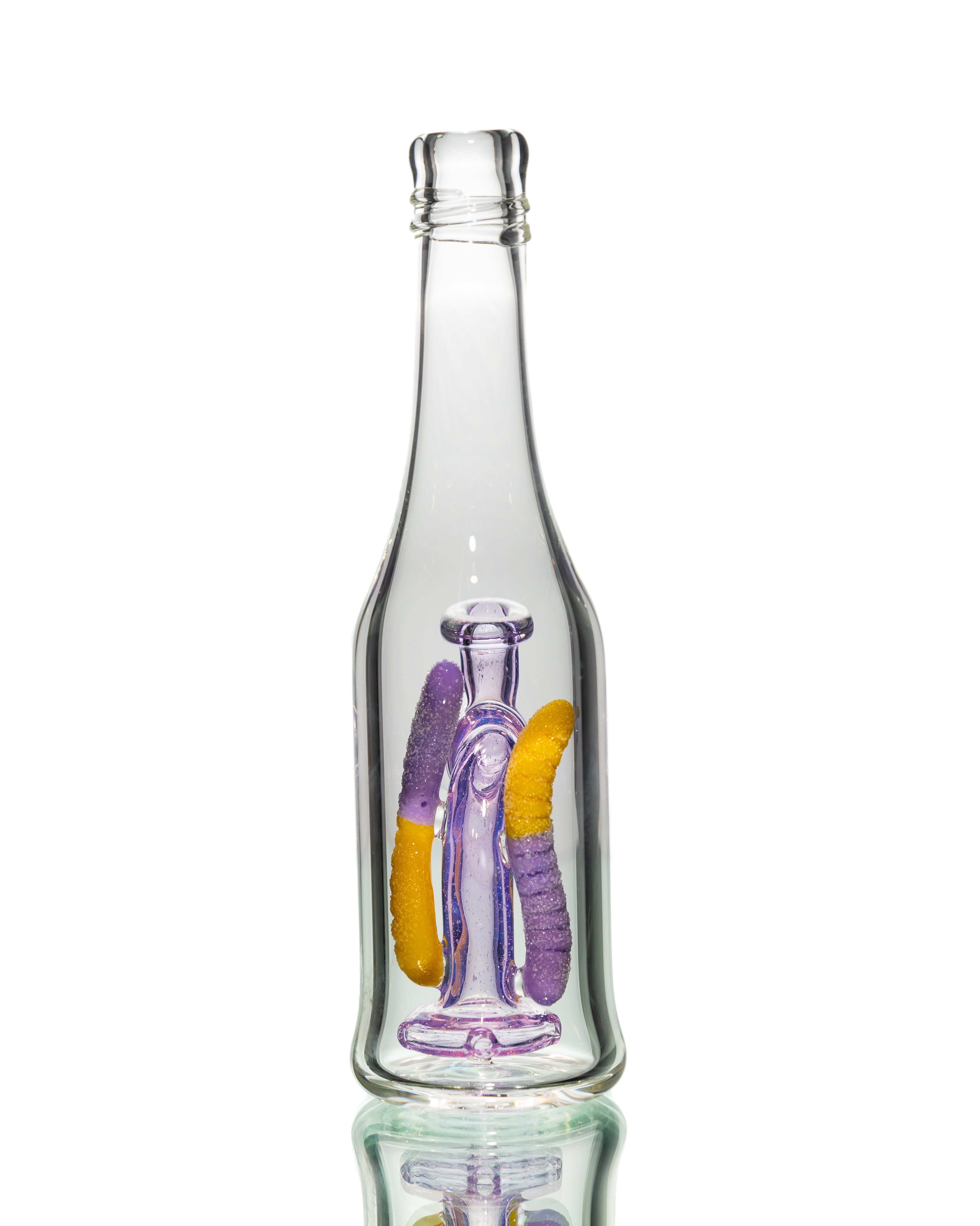 Emperial Glass - Sour Worm Bottle Rig -  Purple Lollipop & Lemon Drop