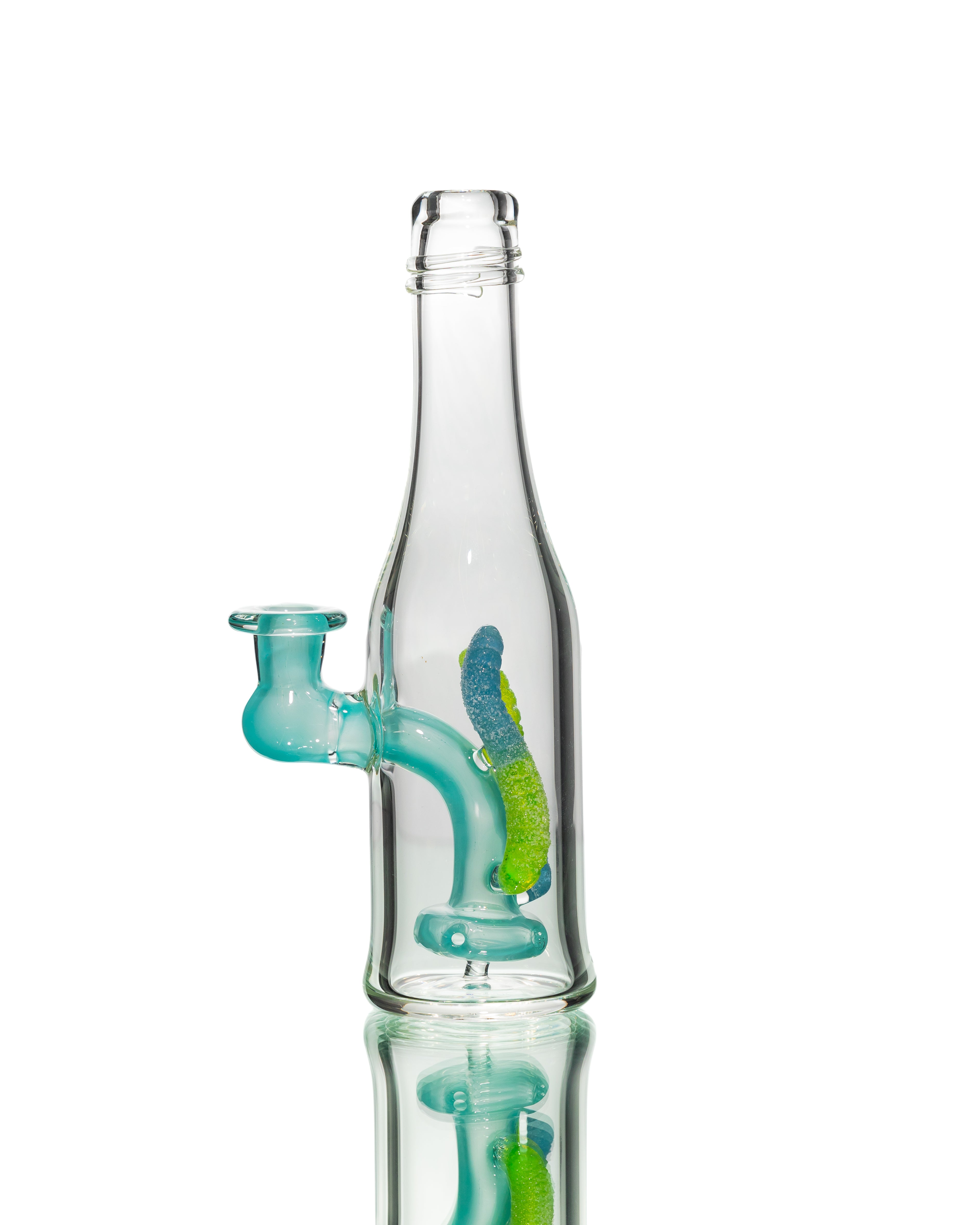 Emperial Glass - Really Teally/Green Slyme Sour Worm Bottle Rig