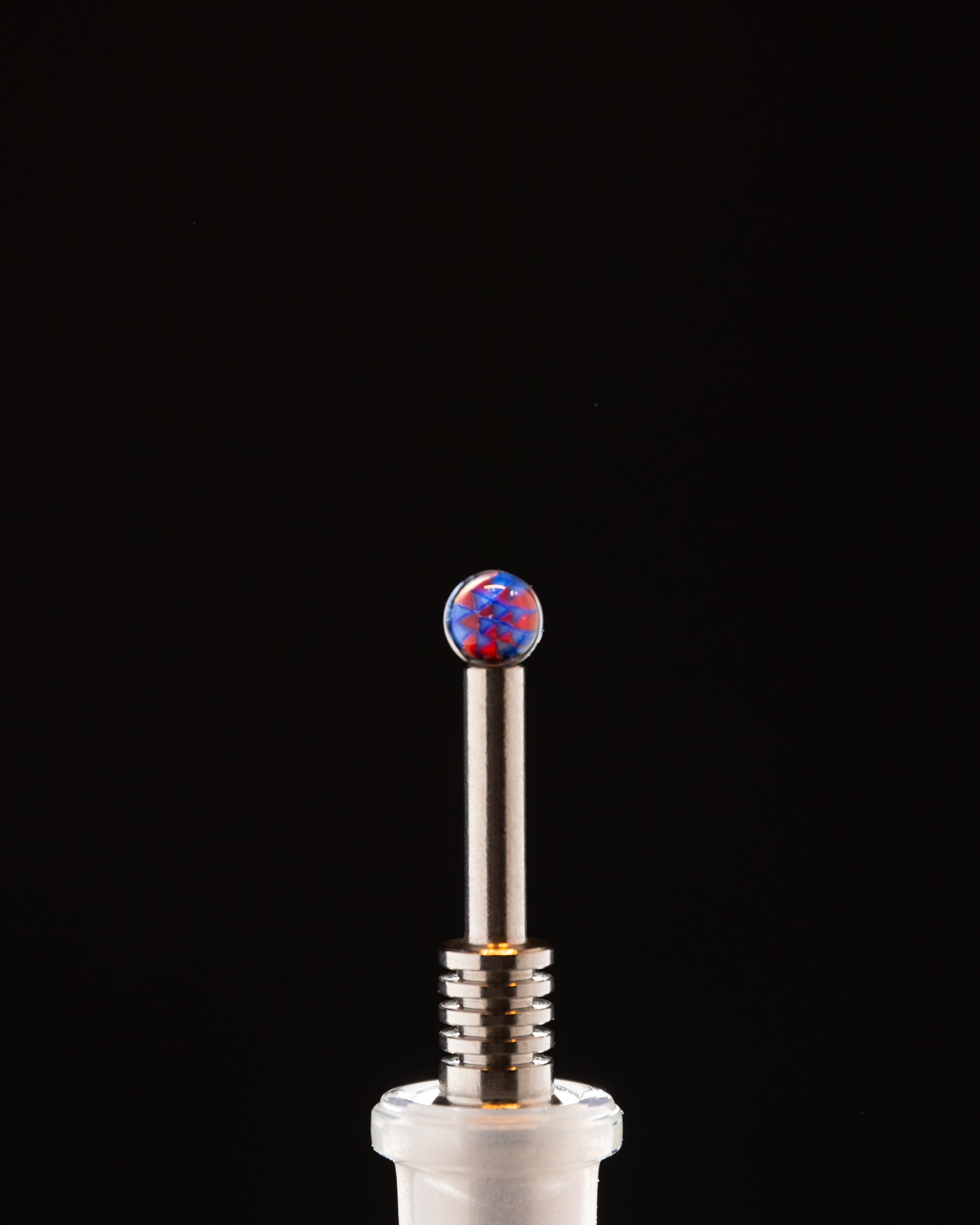 Steve Hulsebos Glass - Milli Terp Pearl 6mm (Blue and Red Triangles)