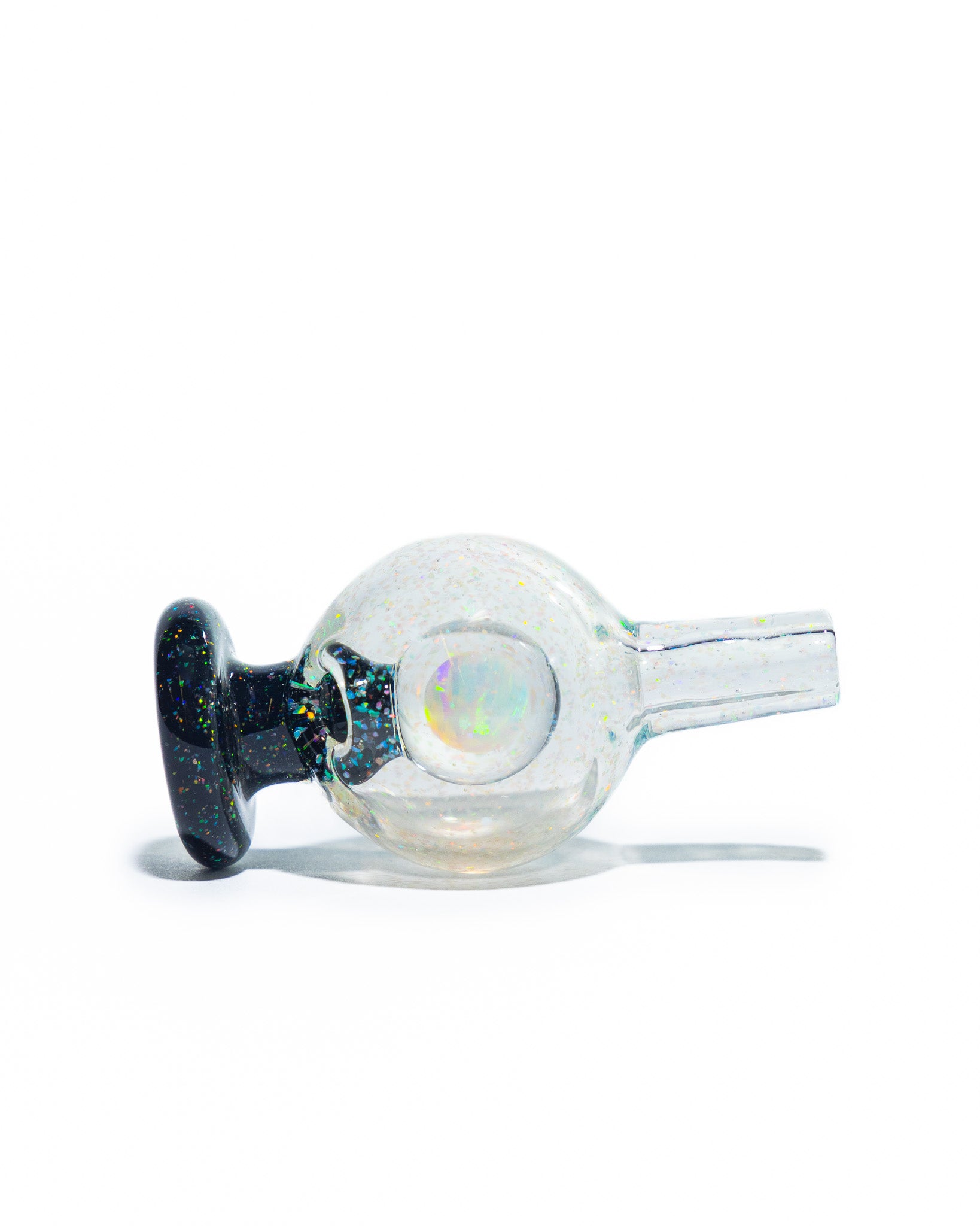 Soup Glass - 6mm Bubble Cap - Black & White Crushed Opal
