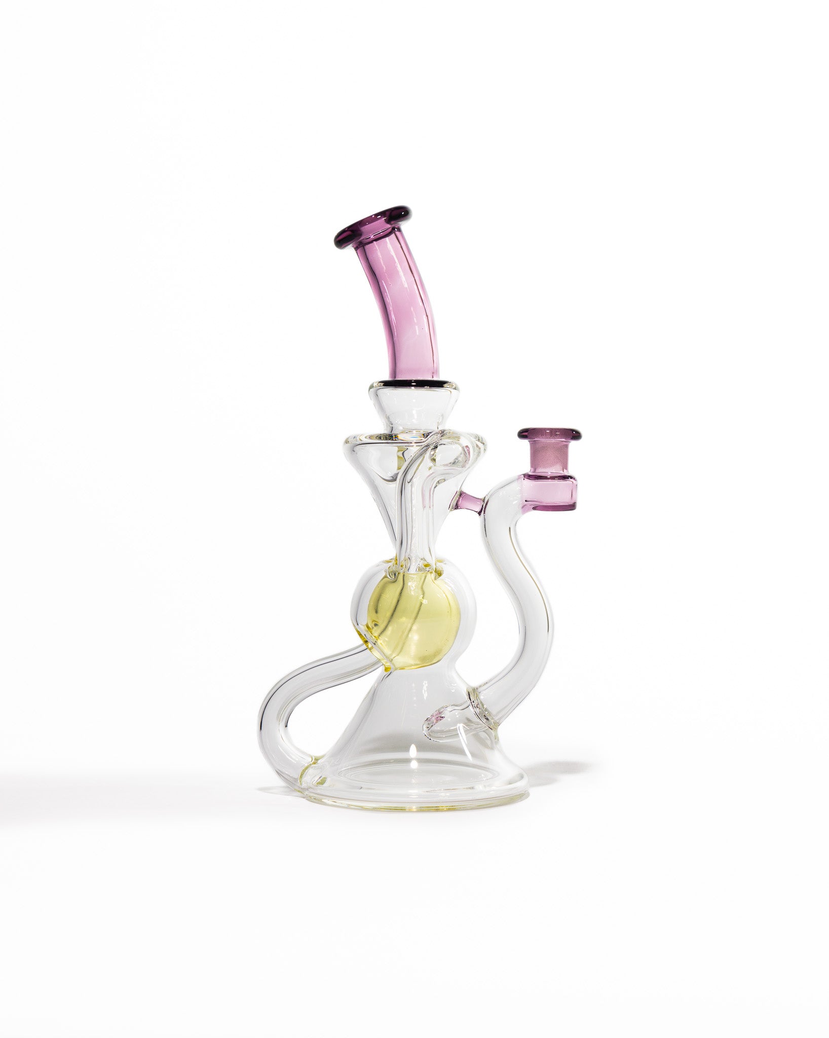 Blew Glass - Dual Uptake Recycler - Clear, Pink & Yellow (CFL)