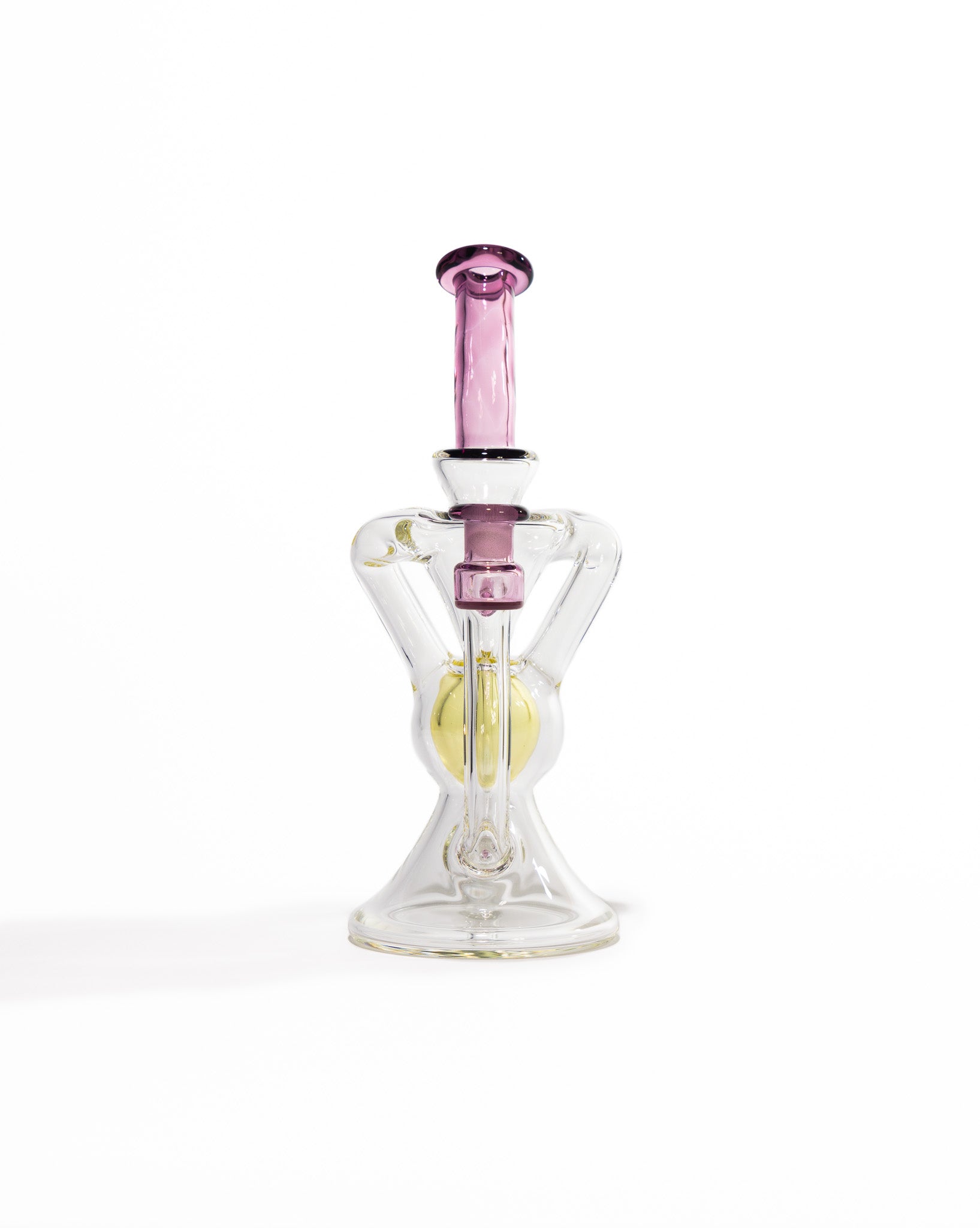 Blew Glass - Dual Uptake Recycler - Clear, Pink & Yellow (CFL)
