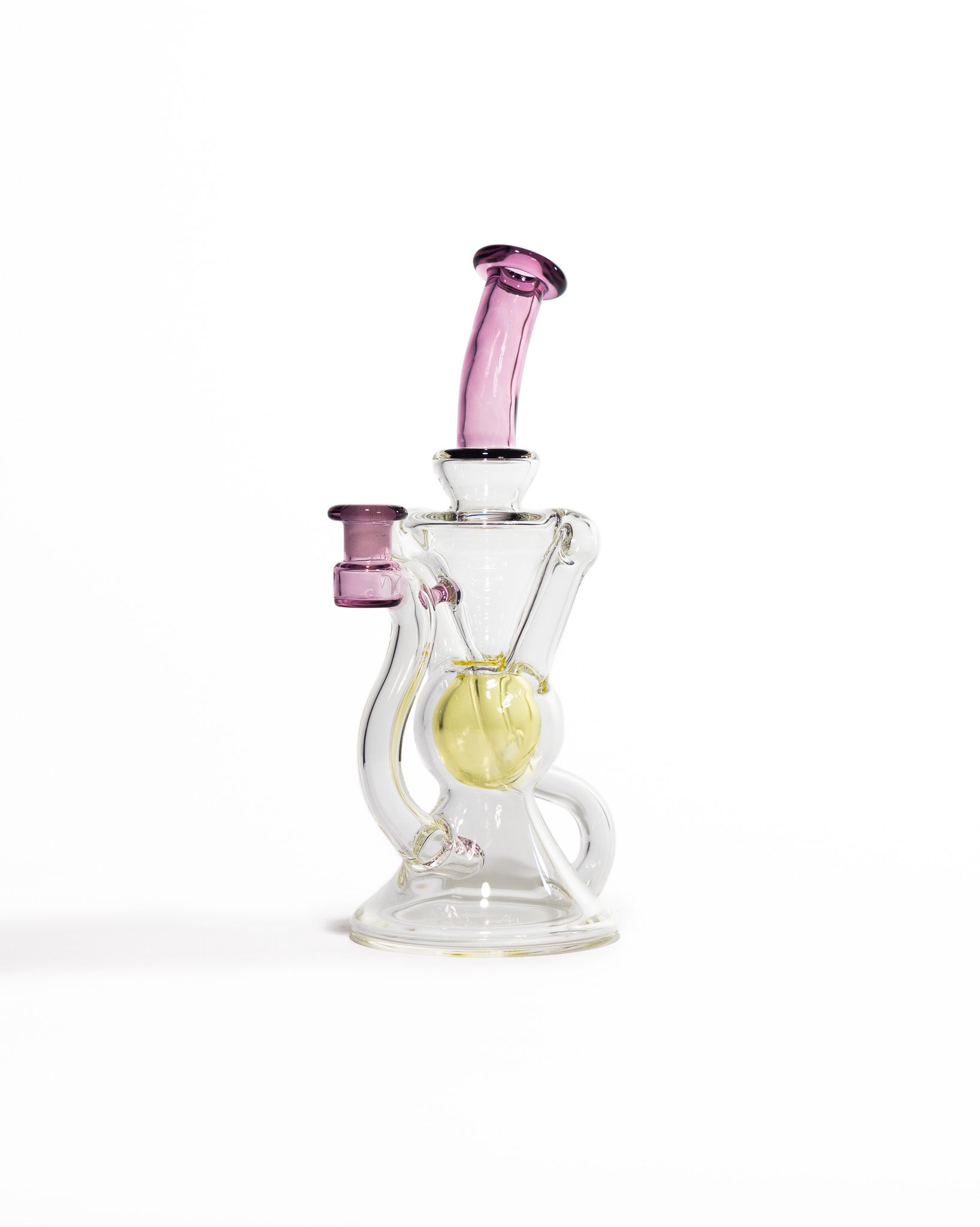 Blew Glass - Dual Uptake Recycler - Clear, Pink & Yellow (CFL)