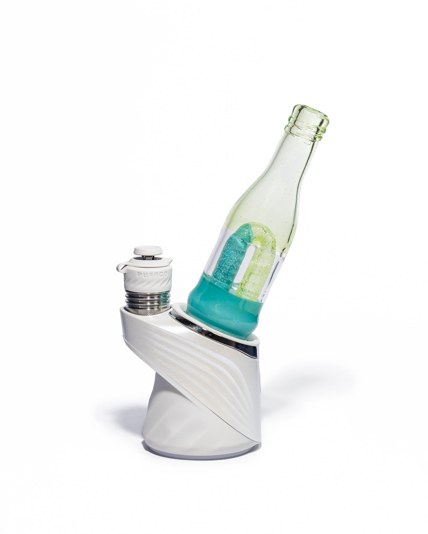 Emperial Glass - Worked Sour Worm Bottle Puffco Attachment - Slyme & Aqua