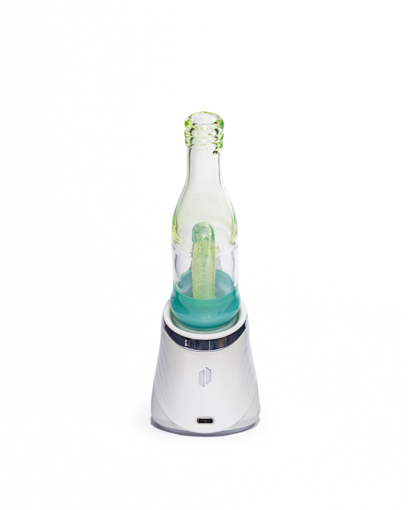 Emperial Glass - Worked Sour Worm Bottle Puffco Attachment - Slyme & Aqua