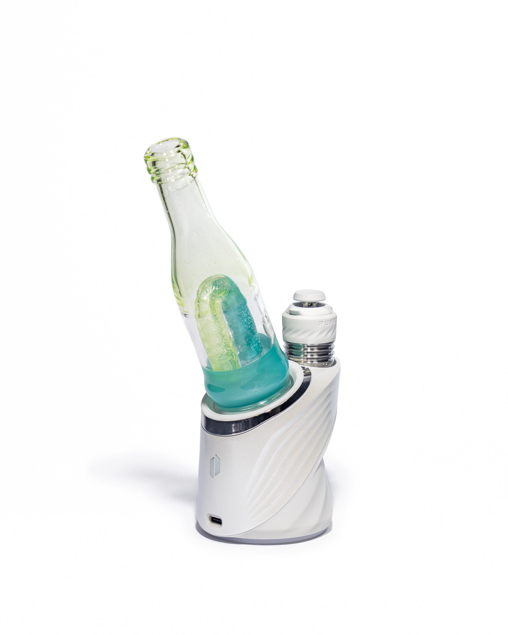 Emperial Glass - Worked Sour Worm Bottle Puffco Attachment - Slyme & Aqua
