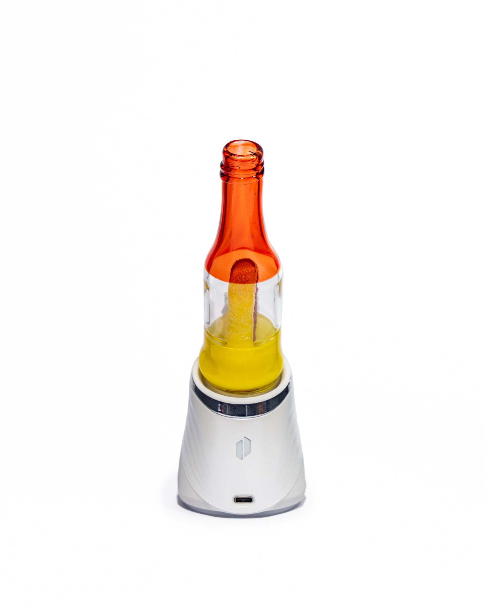 Emperial Glass - Worked Sour Worm Bottle Puffco Attachment - Cad Red & Yellow