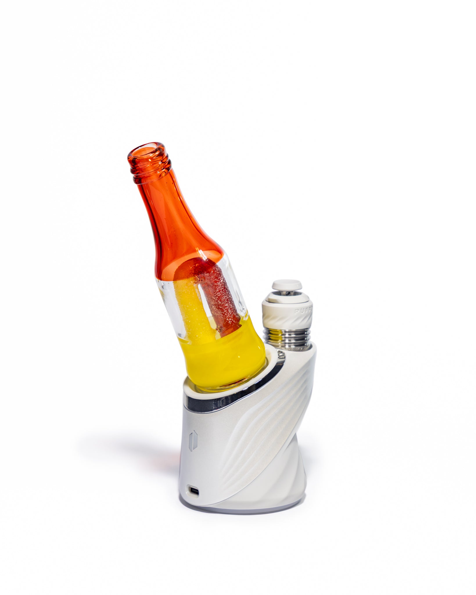 Emperial Glass - Worked Sour Worm Bottle Puffco Attachment - Cad Red & Yellow