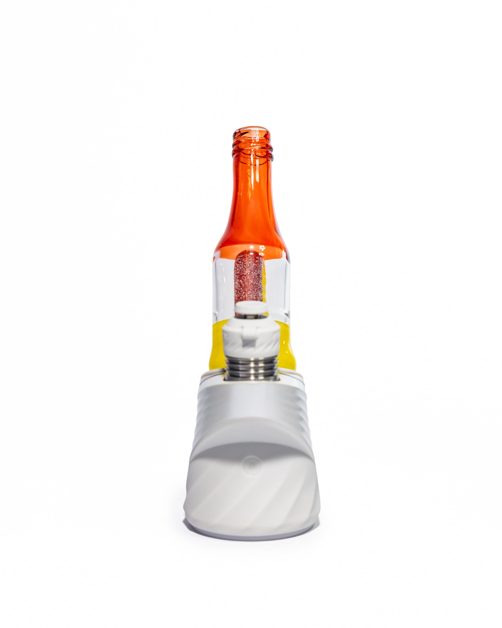 Emperial Glass - Worked Sour Worm Bottle Puffco Attachment - Cad Red & Yellow