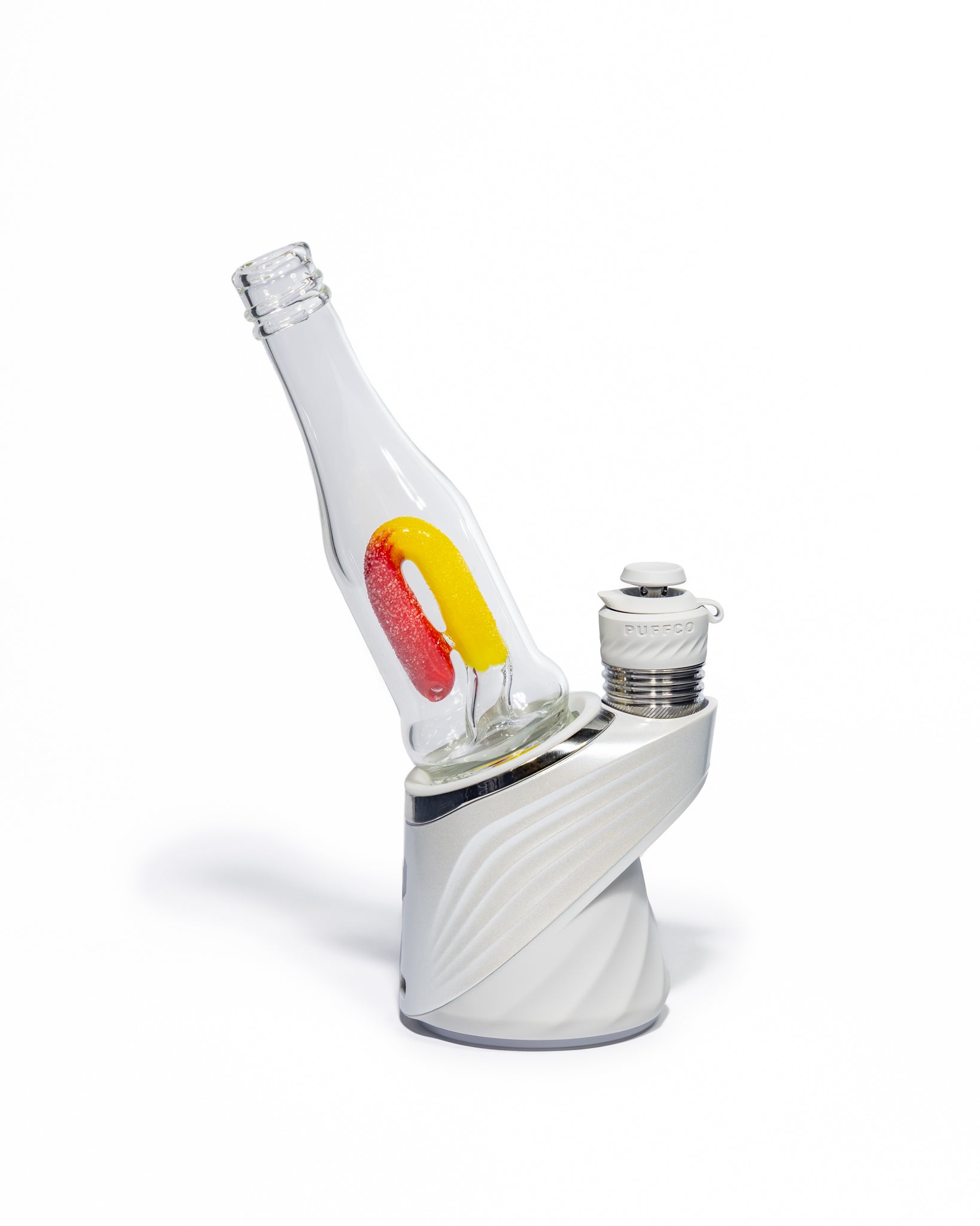 Emperial Glass - Sour Worm Bottle Puffco Attachment - Cad Red & Cad Yellow