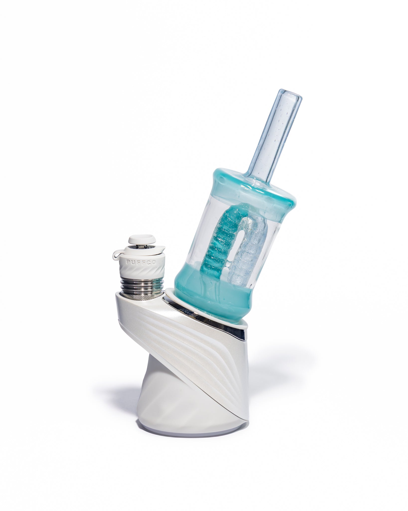 Emperial Glass - Worked Sour Worm Cup Puffco Attachment - Handmix Blue & Aqua
