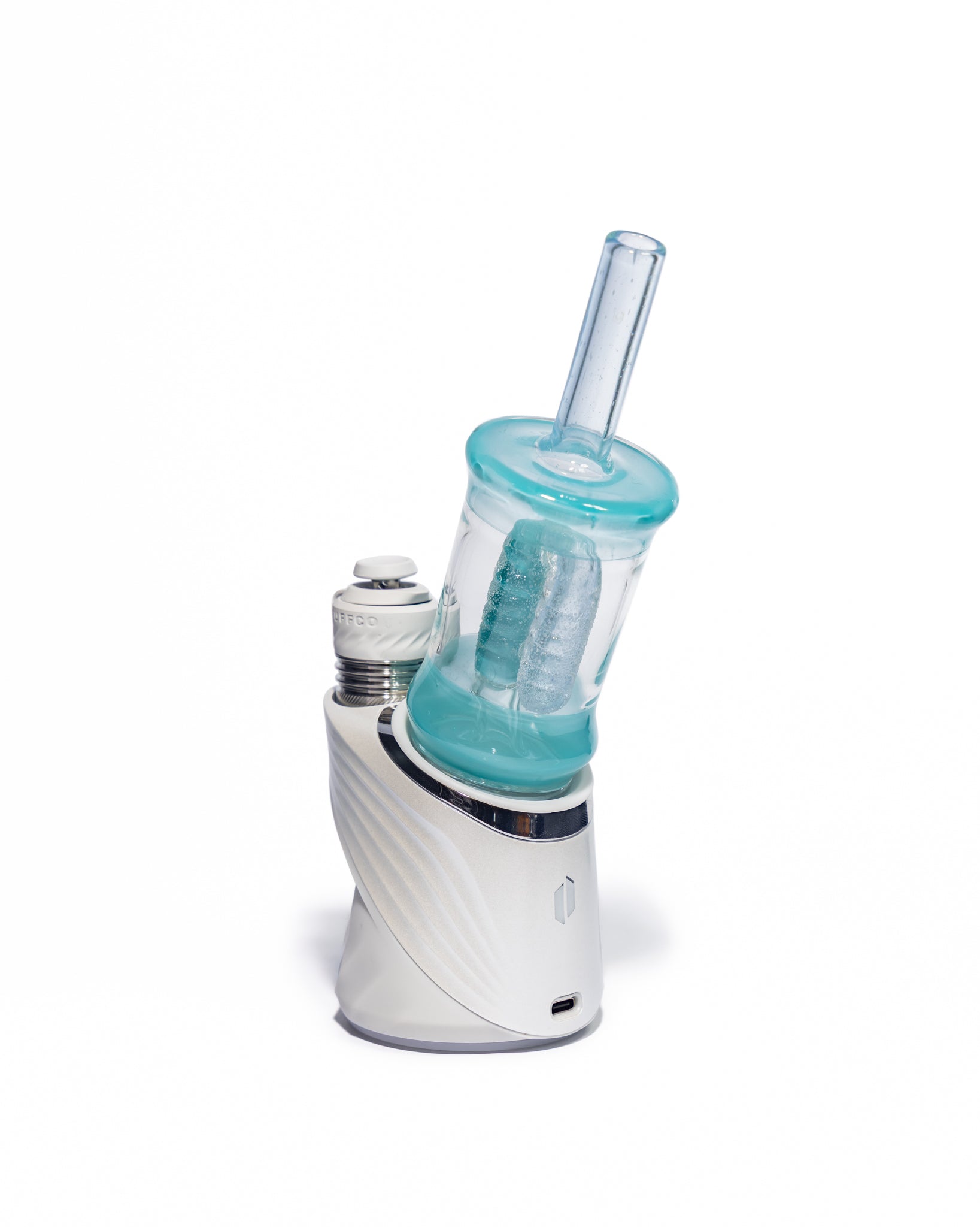 Emperial Glass - Worked Sour Worm Cup Puffco Attachment - Handmix Blue & Aqua