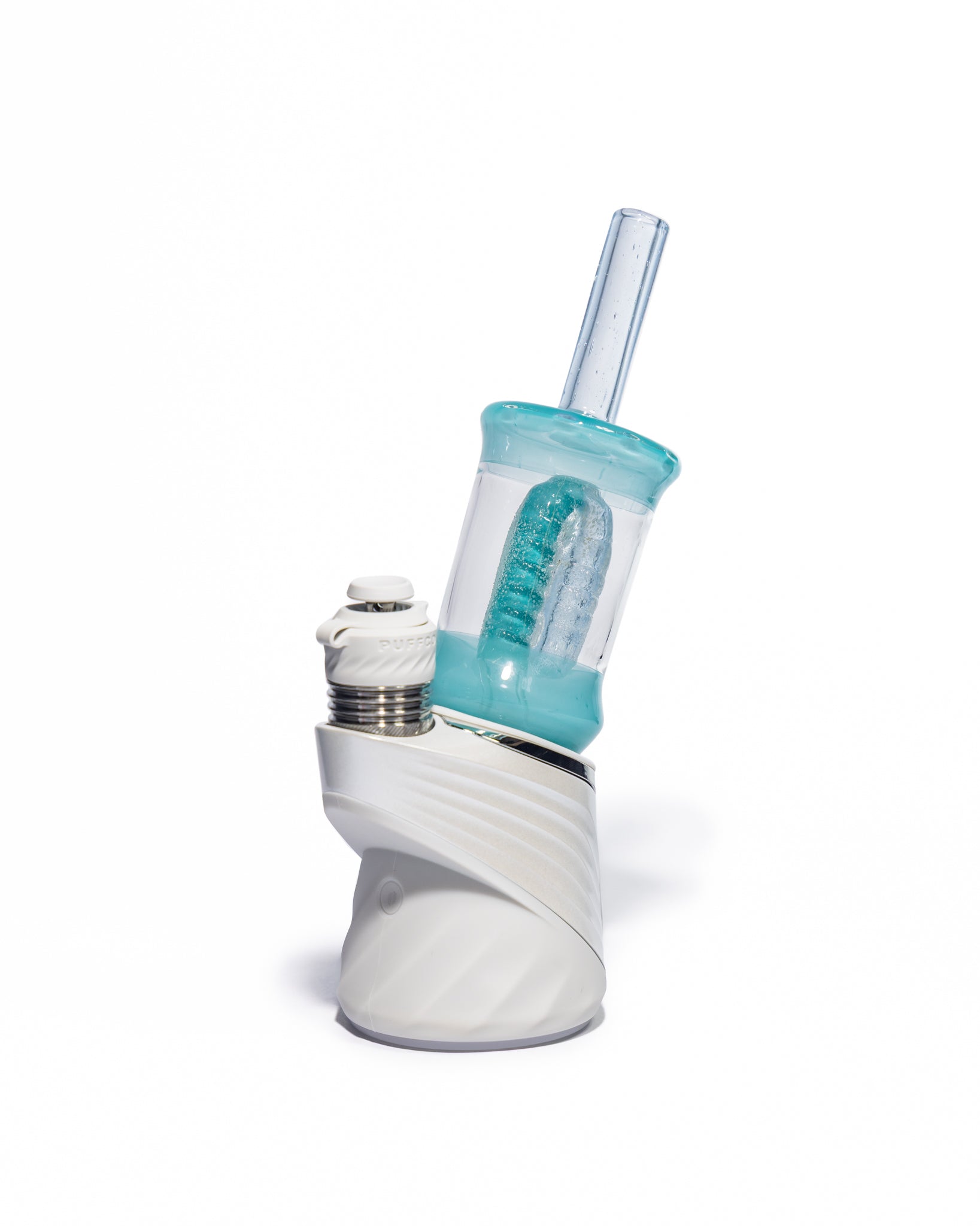 Emperial Glass - Worked Sour Worm Cup Puffco Attachment - Handmix Blue & Aqua