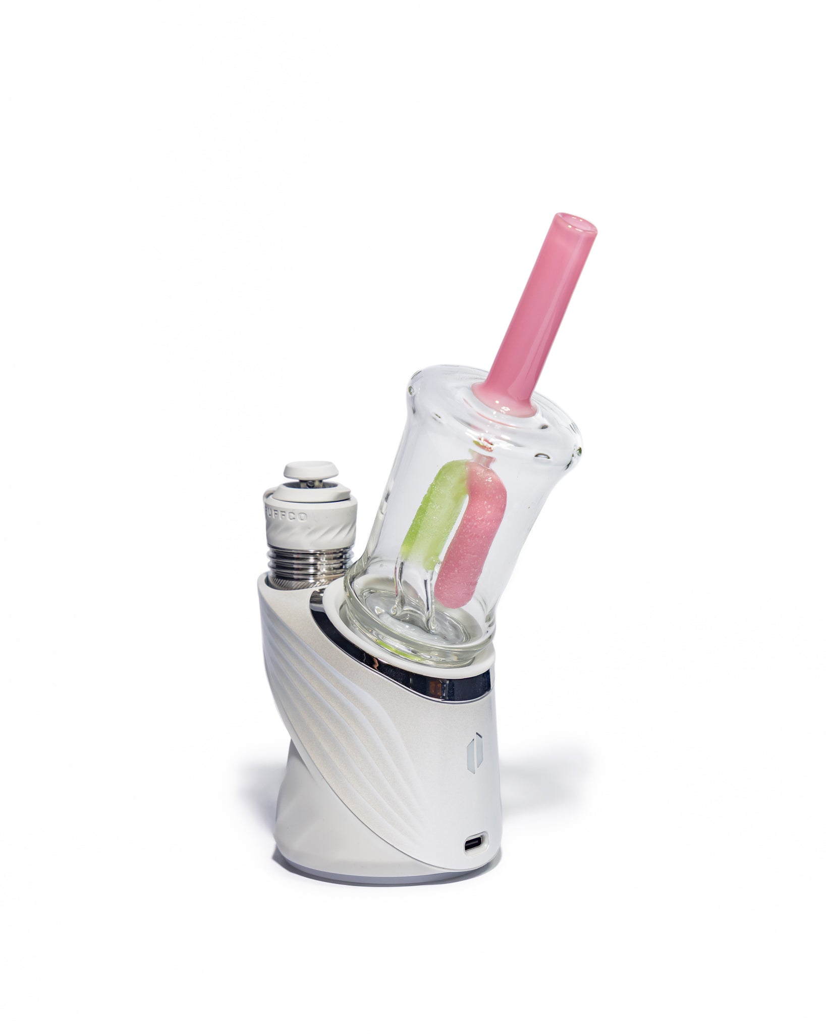 Emperial Glass - Sour Worm Cup Puffco Attachment - Handmix Pink & Slyme