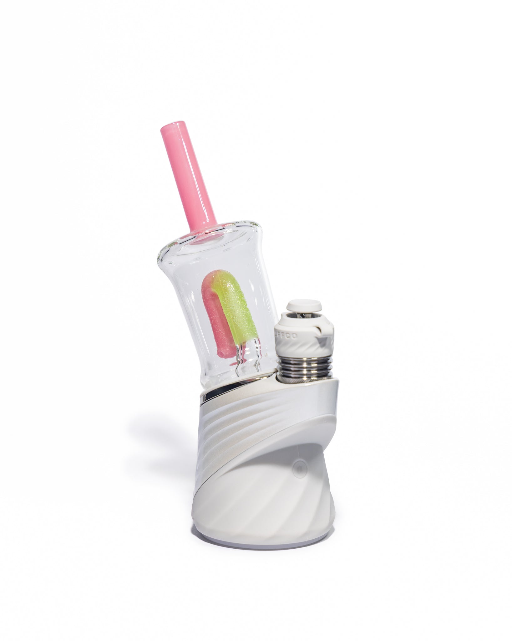 Emperial Glass - Sour Worm Cup Puffco Attachment - Handmix Pink & Slyme