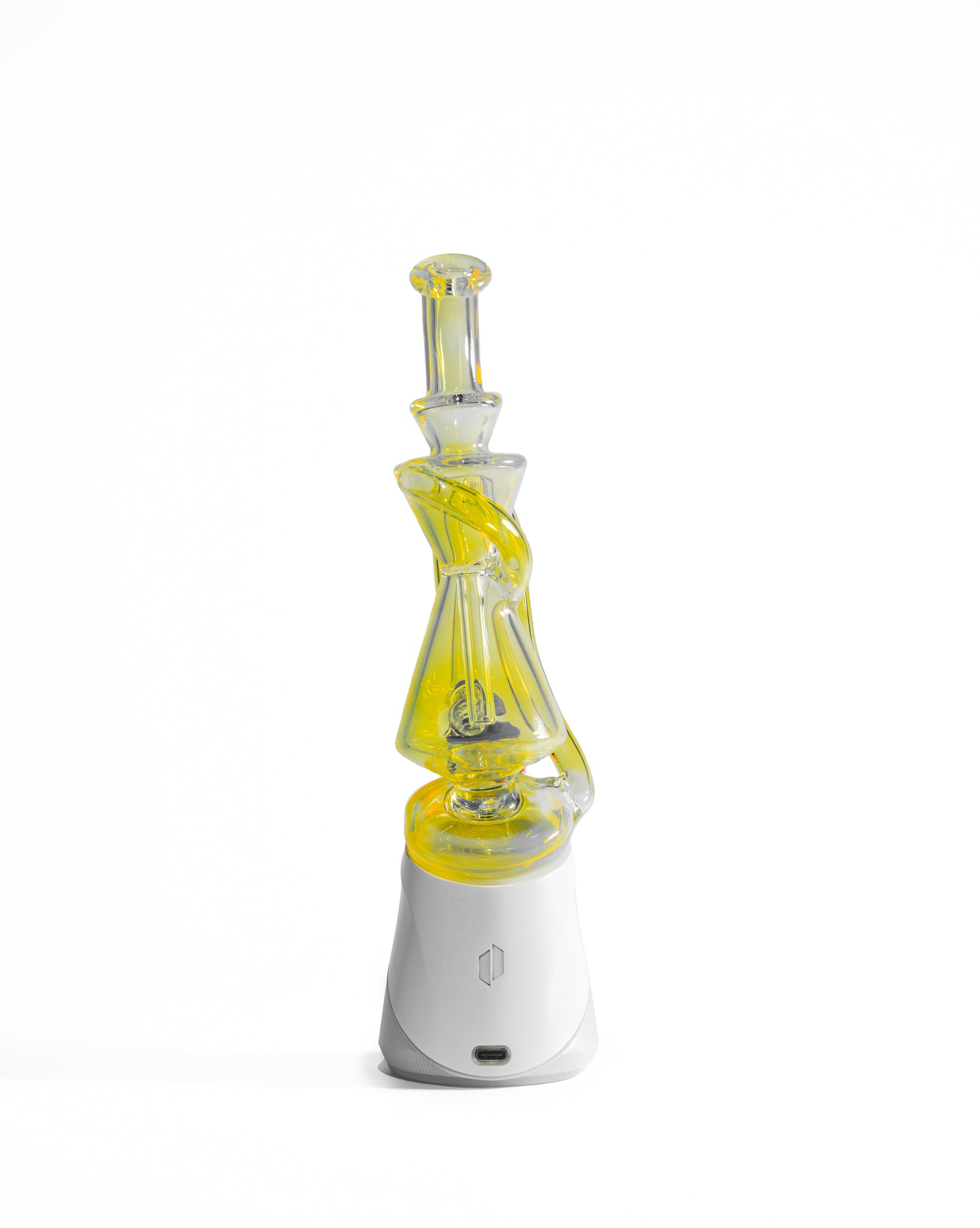 Greek Glass - Puffco Recycler Attachment - Clear Silver Fume