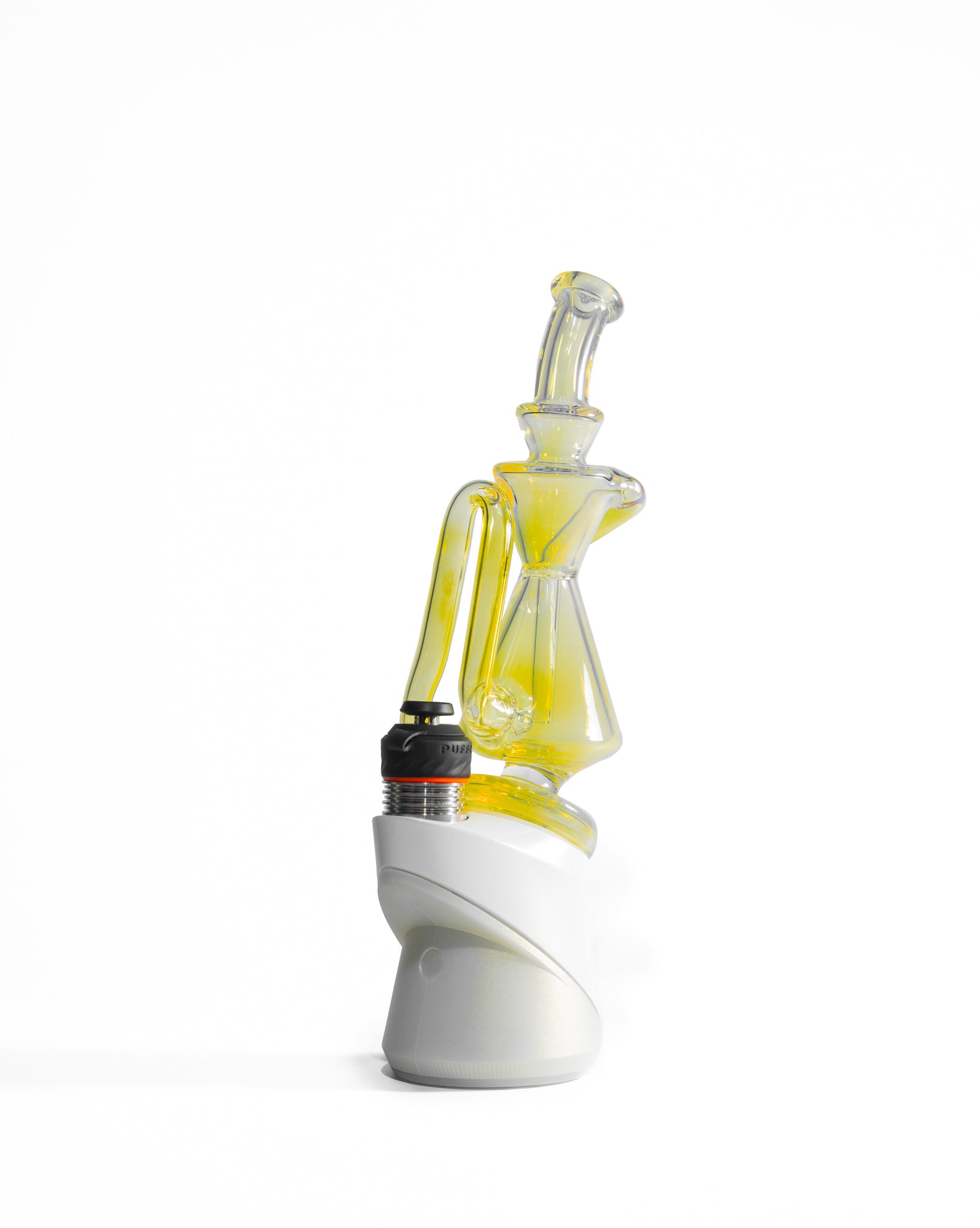 Greek Glass - Puffco Recycler Attachment - Clear Silver Fume