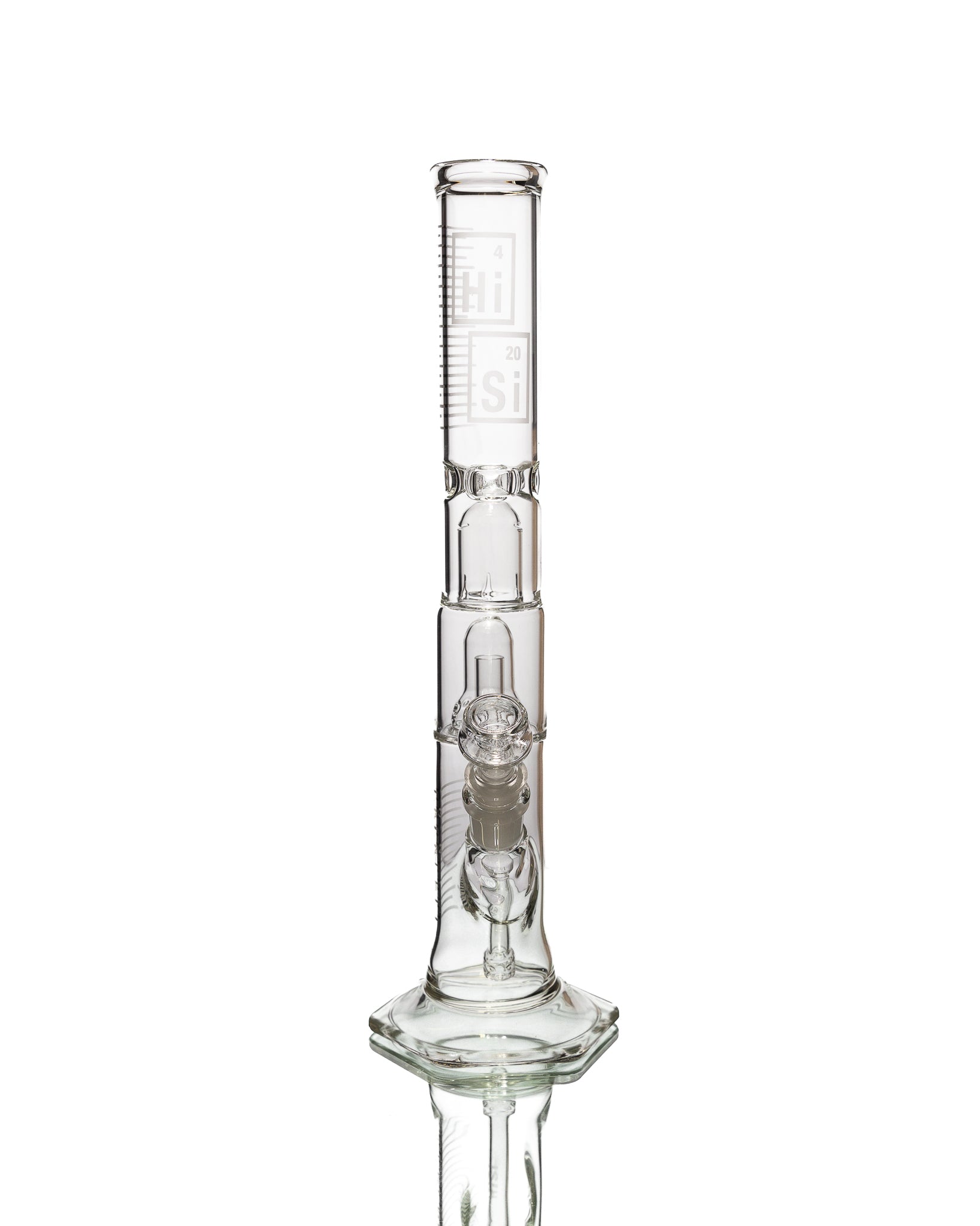 HiSi Glass - 15" Straight Tube - Double Mushroom Perk