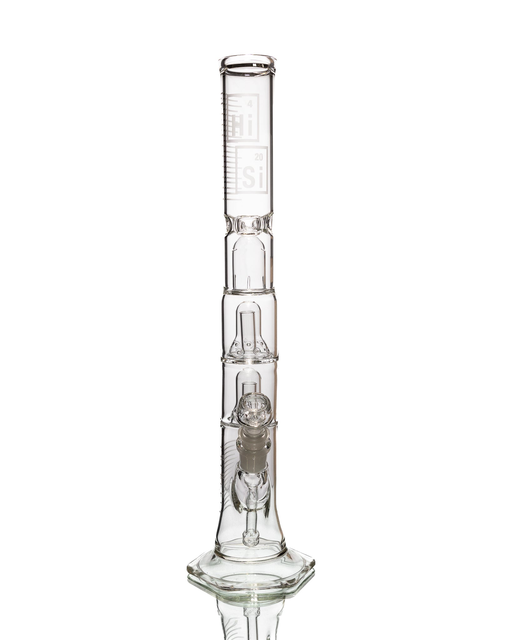 HiSi Glass - 18" Straight Tube - Triple Mushroom Perk