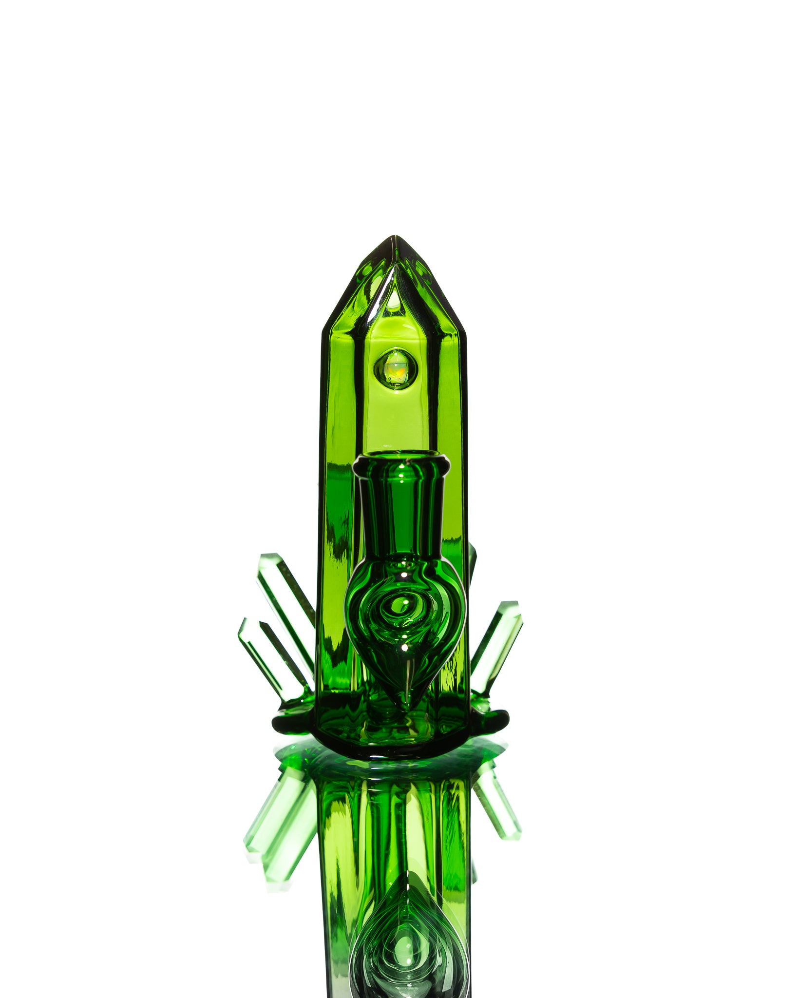 Digger Glass - Green Short Crystal Bubbler