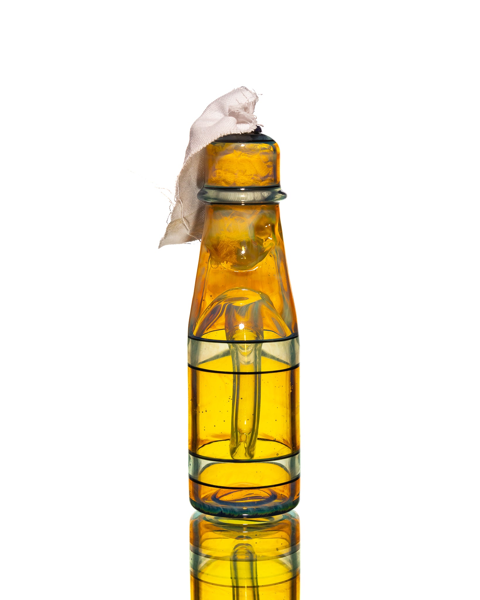 Jack Blew Glass - Mini Ramune Bottle - Orange & Yellow (UV)