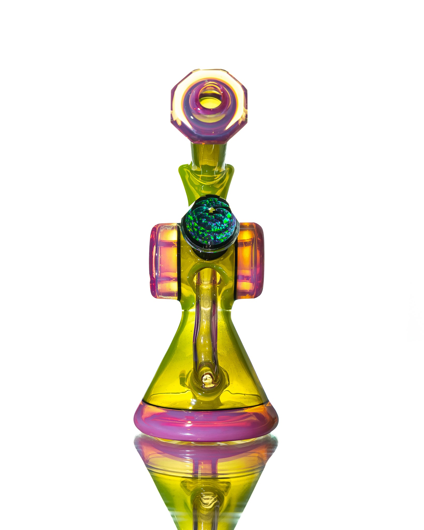 Bowman Glass - Bubble Dumper - Green & Pink